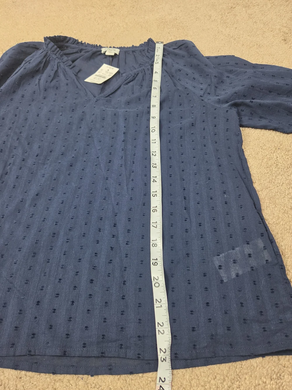 J. Crew Navy Swiss Dot Peasant Top
